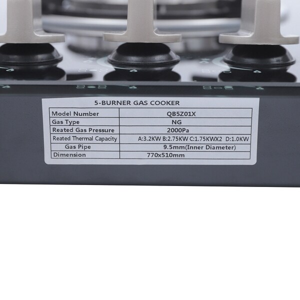 30 Inch 5 Burners Gas Cooktop Glass Surface with Flameout Protection