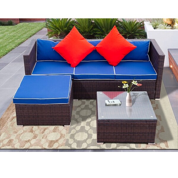 3 Piece Patio Sectional Wicker Rattan Outdoor Furniture Sofa Set - Overstock - 33809934