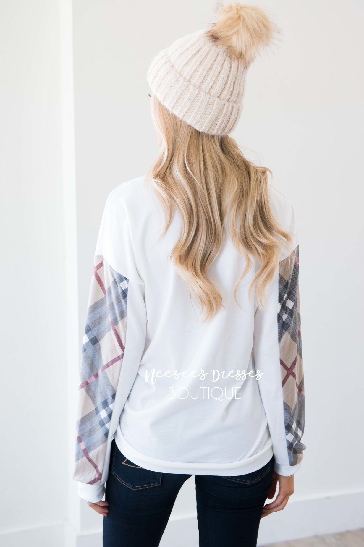 Fireside Flair Plaid Sleeve Sweater