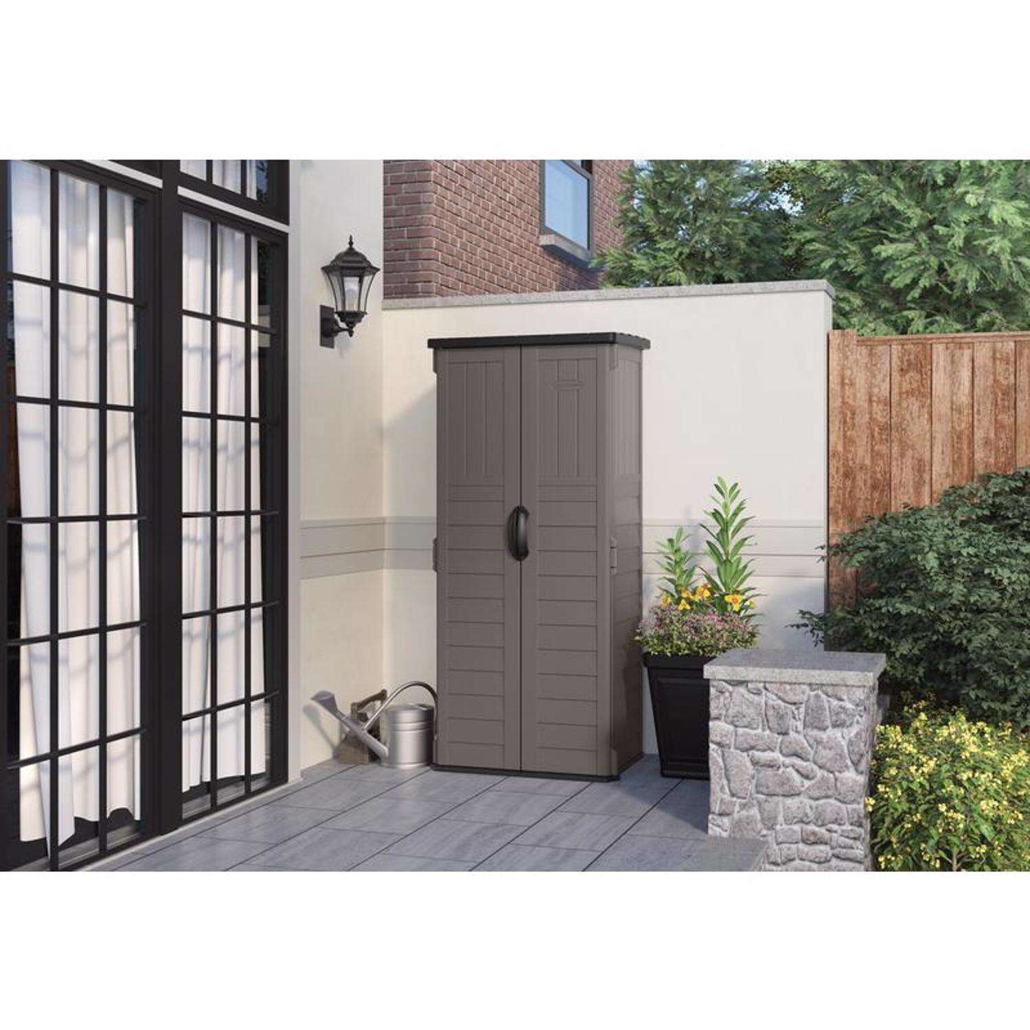 Suncast 2 ft. x 2 ft. Resin Vertical Pent Storage Shed with Floor Kit