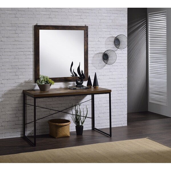 Console Table with its industrial looks and the mixing of black metal with weathered oak，Console Table