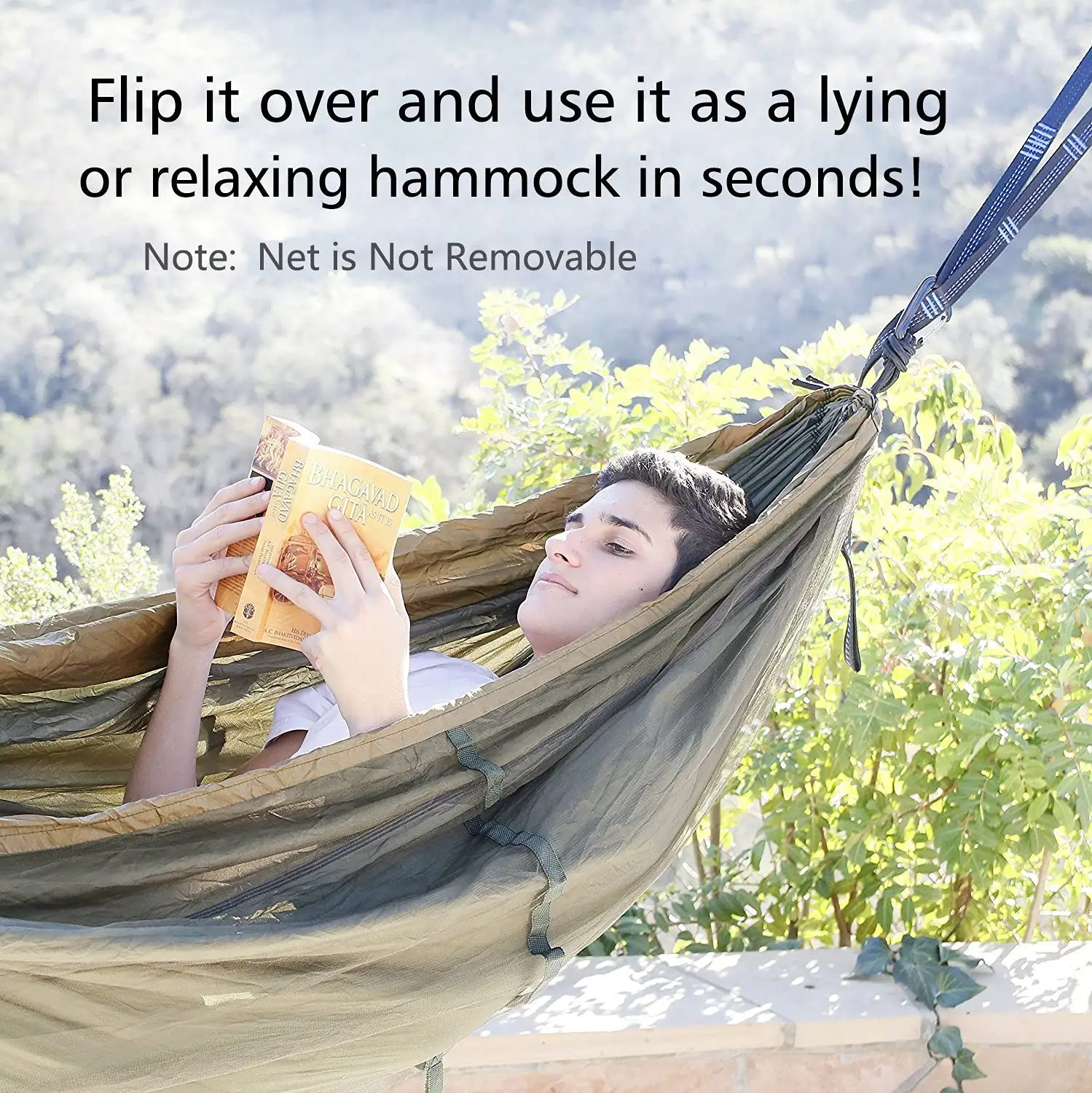 Alocs Portable Double Hammock with Net 2 Person Hammock Tent with 2*10ft Straps Best for Outdoor Hiking Survival Travel