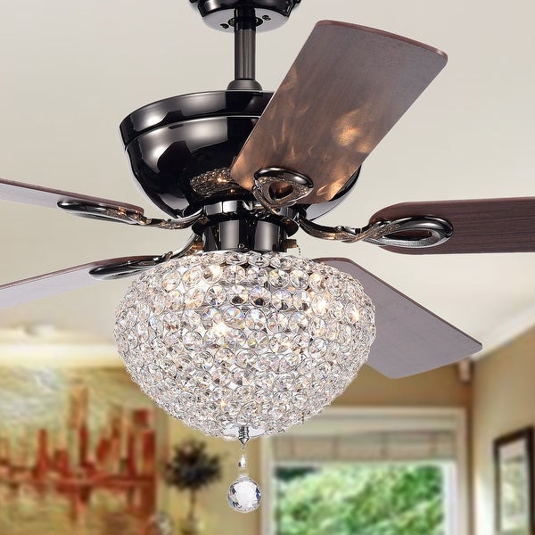 Taliko Black Lighted Ceiling Fan w Crystal Basket Shade (optional Remote) Shopping - The Best Deals on Ceiling Fans | 39420683