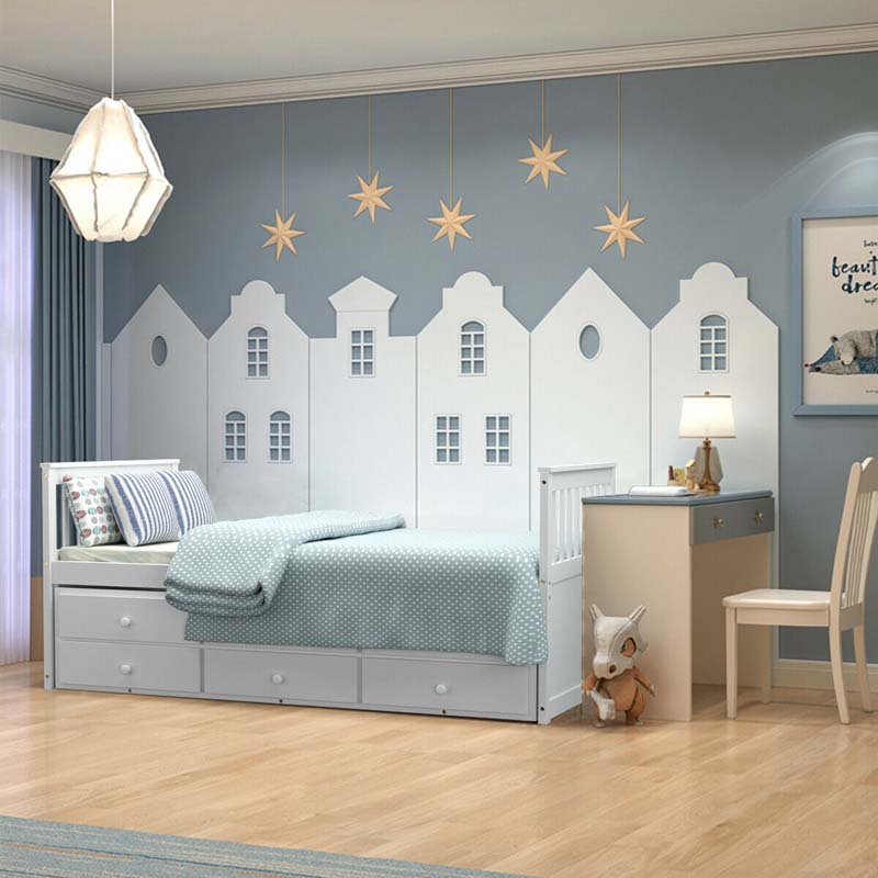 Twin Captain's Bed with Trundle Bed, Storage Daybed with 3 Drawers, Wooden Platform Bed for Kids Guests Sleepovers