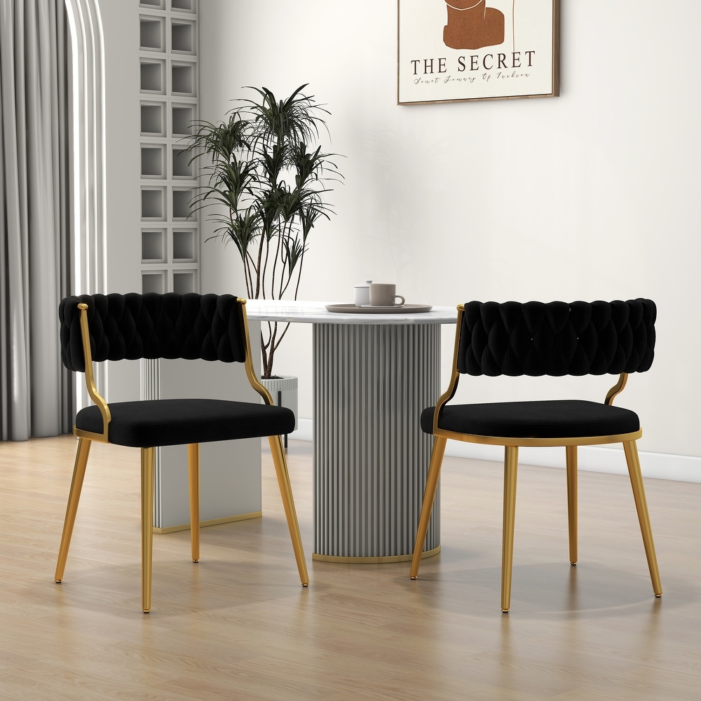 2PACK Upholstered Dining Chairs with Woven Back