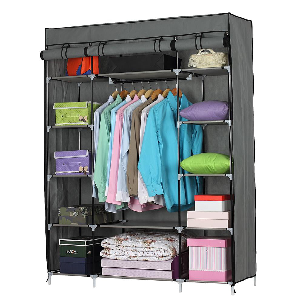 Zimtown Portable Closet Storage Organizer Wardrobe Clothes Rack with Shelves, Bedroom