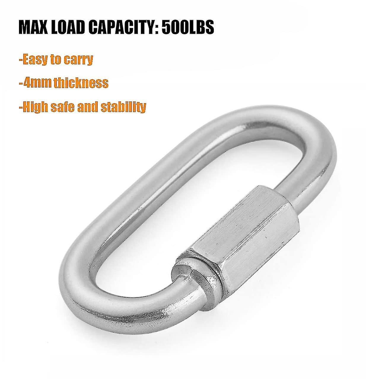 8pcs M4 Screw Quick Link， 304 Stainless Steel Carabiner Chain Connector Quick Chain Link Locking Car