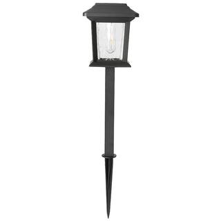 Hampton Bay Solar 15 Lumens Black Outdoor Integrated LED Path Light (4-Pack) WeatherWaterRust Resistant 93192