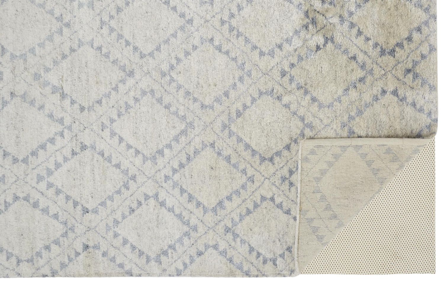 Bahar Hand Knotted Ivory and Blue Rug by BD Fine