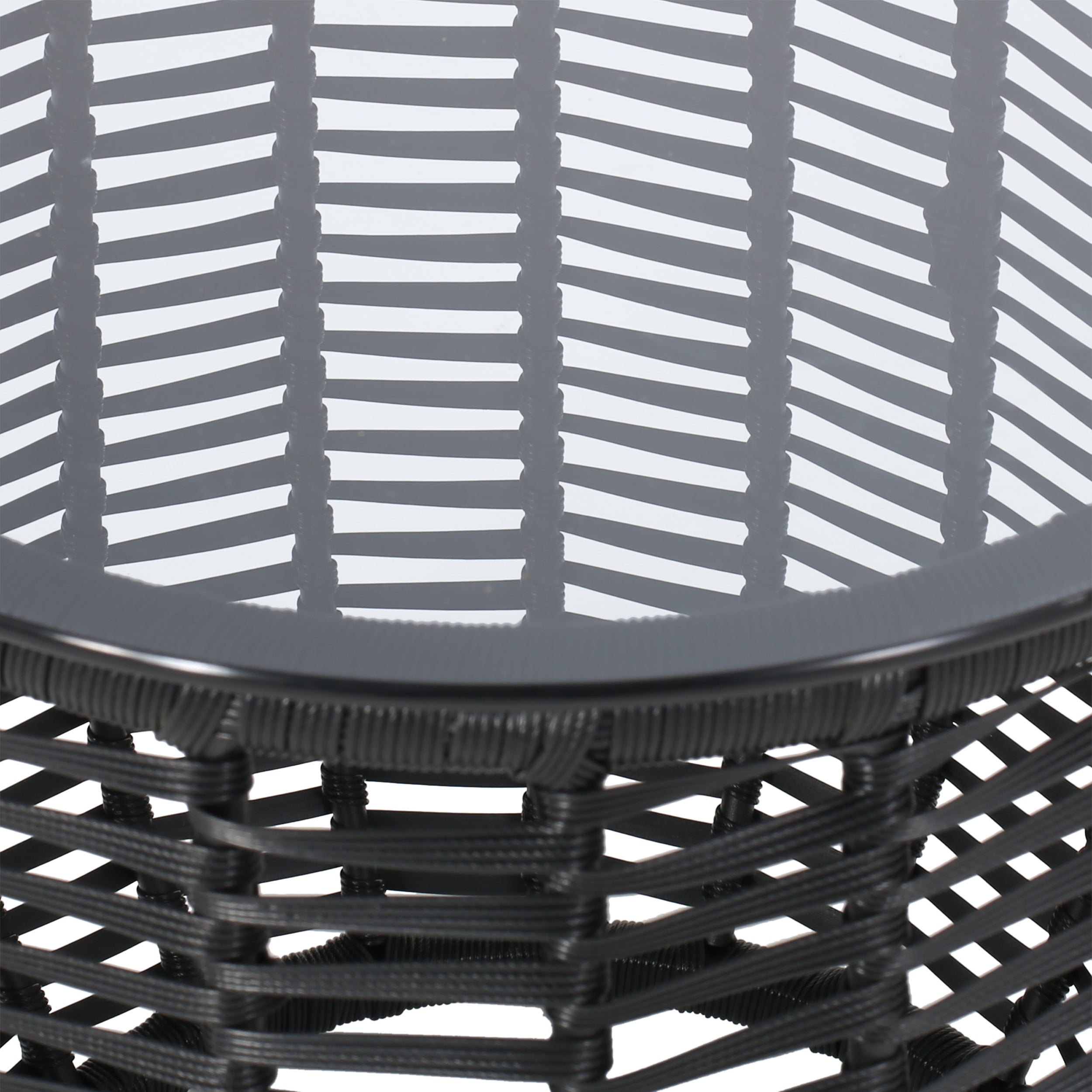 Ola Wicker Side Table with Tempered Glass Top