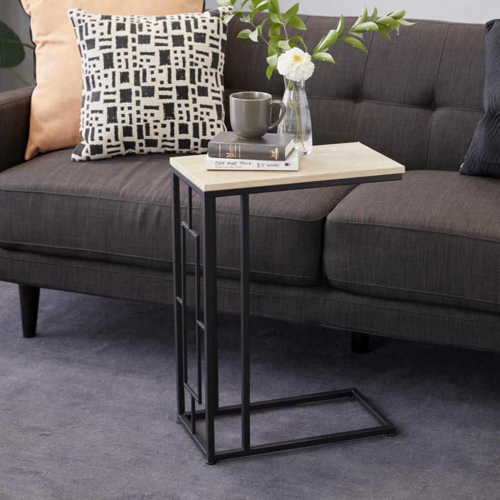 Black Iron and Wood Contemporary Accent Table  26x19x10   Transitional   Side Tables And End Tables   by Brimfield  ampMay  Houzz