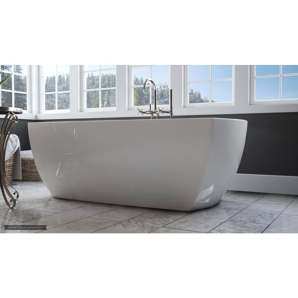 PELHAM  WHITE W-I-D-E Series Bloomfield 67 in. Acrylic Freestanding Tub in White Drain in White PW82083-W