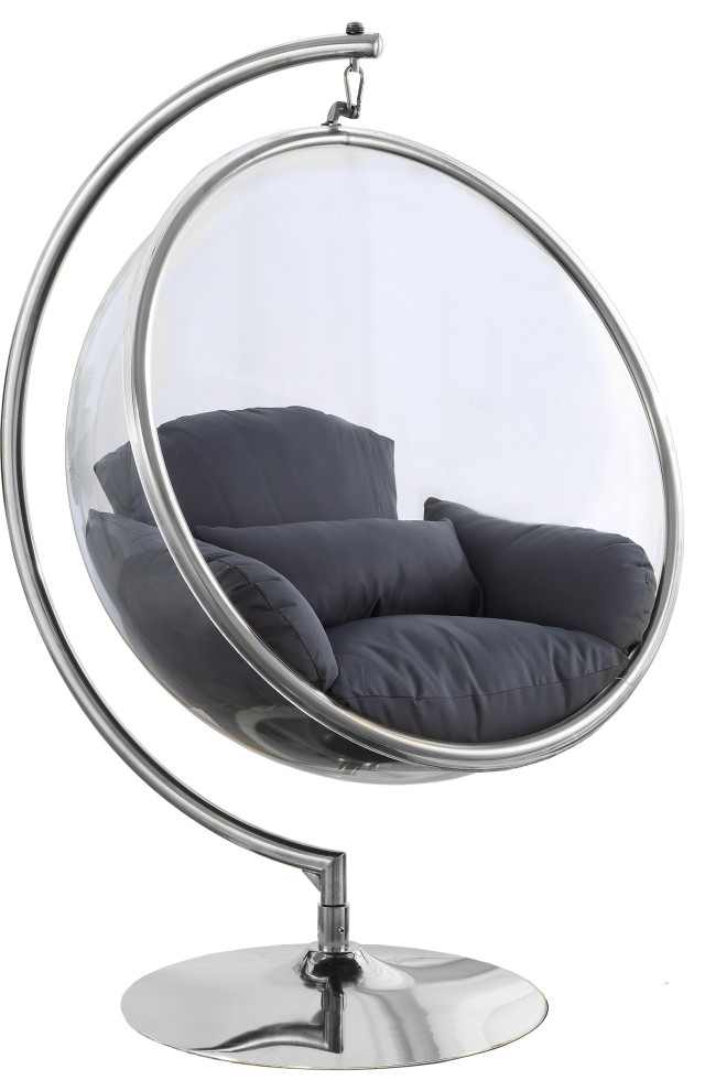 Luna Metal Acrylic Swing Bubble Accent Chair With Stand   Contemporary   Hanging Chairs   by Meridian Furniture  Houzz