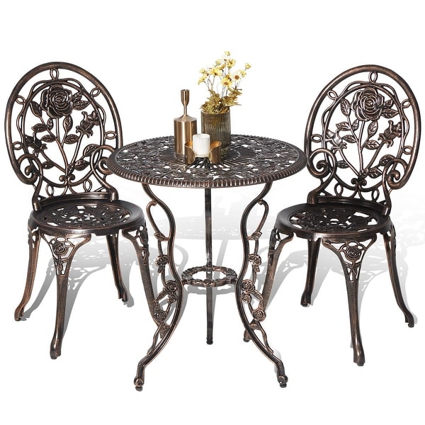 Outdoor Patio Cast Aluminum 3 Piece Bistro Set