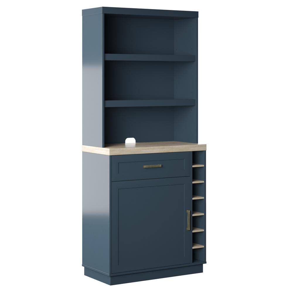 Twin Star Home 74 in. Fontana Blue 12-Shelf Standard Bookcase with Open Storage BKC6924-TPP02