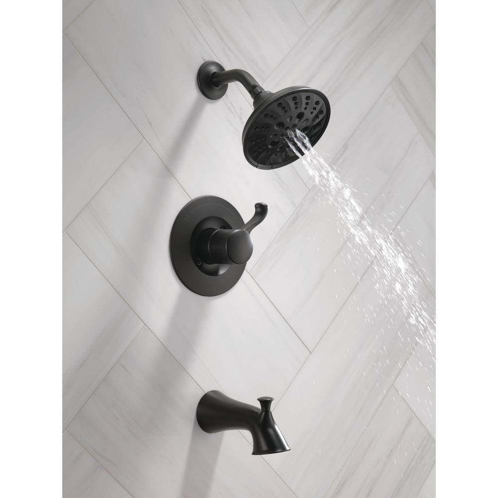 Delta Esato Single-Handle 5-Spray Tub and Shower Faucet with H2Okinetic in Matte Black (Valve Included) 144897-BL