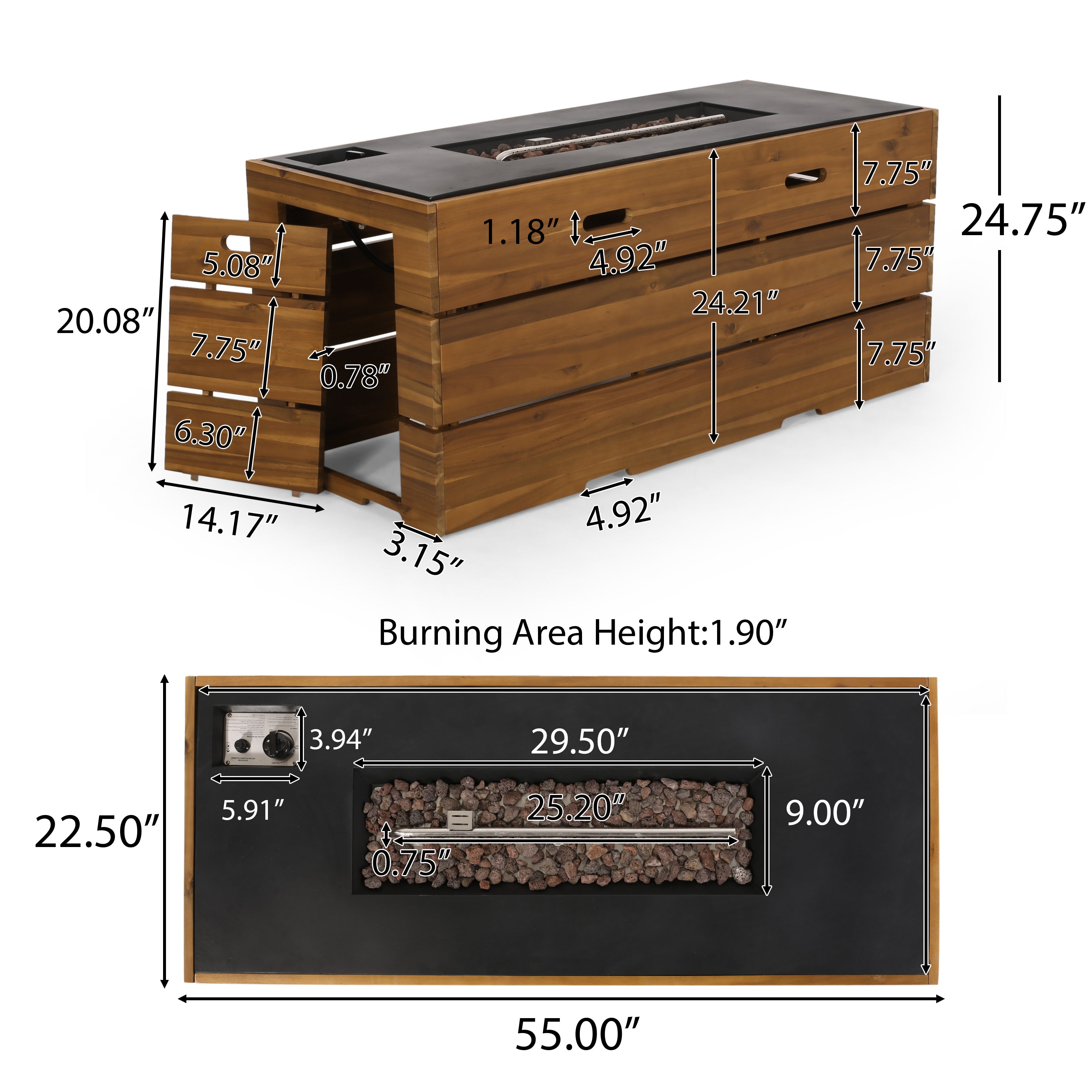 Moloney Outdoor 40,000 BTU Rectangle Fire Pit