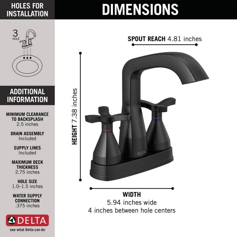 Delta Stryke 4 in Centerset 2Handle Bathroom Faucet in Matte Black