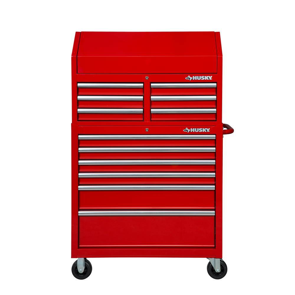 Husky 36 in. W 12-Drawer Gloss Red Combination Tool Chest and Cabinet Combo UACT-H-360121