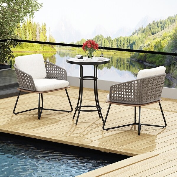 Patio Bistro Table WeatherResistant Black Metal Table Garden，Balcony