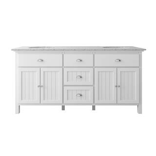 Home Decorators Collection Ridgemore 71 in. W x 22 in. D x 35 in. H Vanity in White with Granite Vanity Top in Grey with White Sink MD-V1768