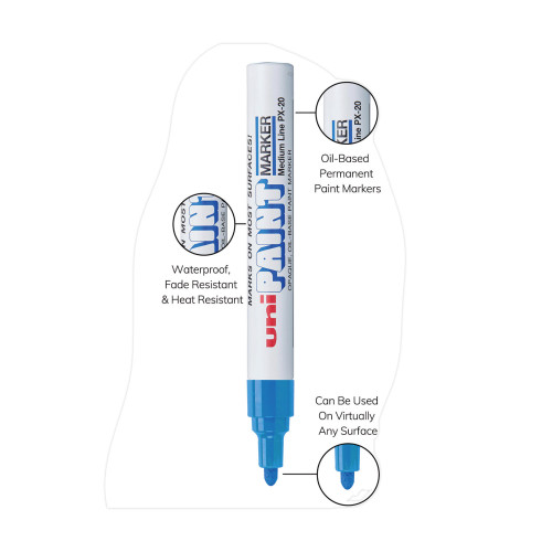 uni Paint Permanent Marker， Medium Bullet Tip， Blue (63603)