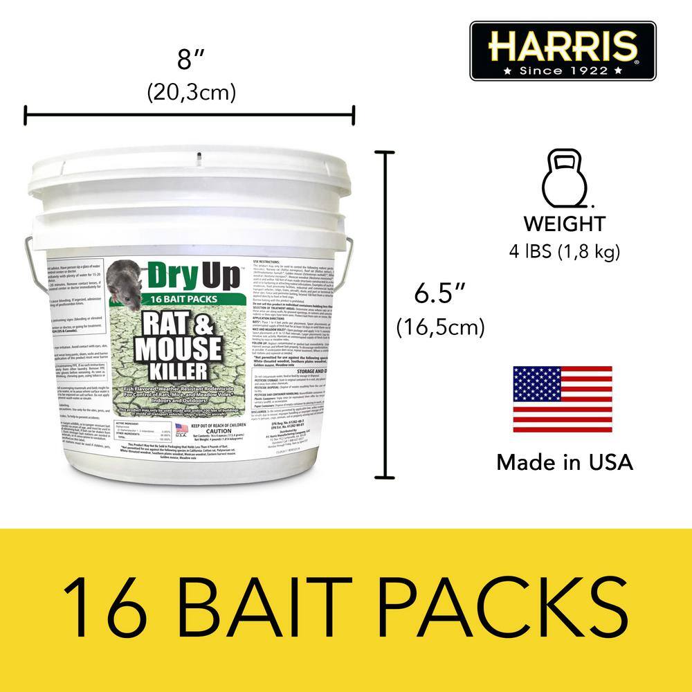 Harris 4 lbs. Dry Up Rat and Mouse Killer Pellets (4 oz. 16-Pack) DRY-BUCK16