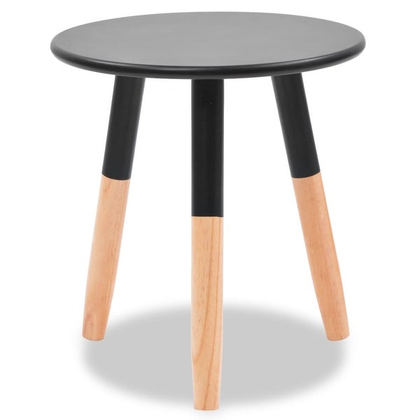 Side Table Set 2 Pieces Solid Pinewood Black