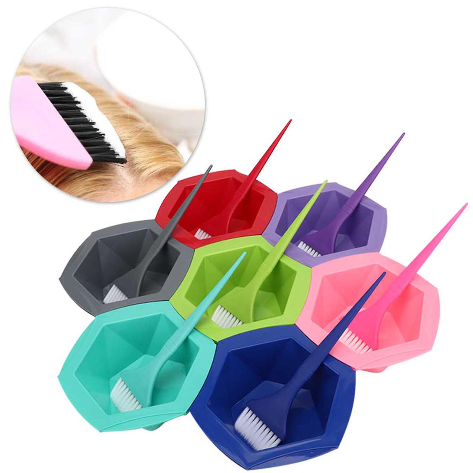 7 Set Hair Dyeing Bowl Brush Kit Colorful Hairdressing Hair Dye Supplies Toolshair Dyeing Kit