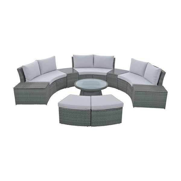 10-Pieces Outdoor Garden Patio Furniture Sets for 8， Sectional Sofa Sets for Patio， Porch， Backyard， Balcony， Poolside and Garden - Overstock - 37459262