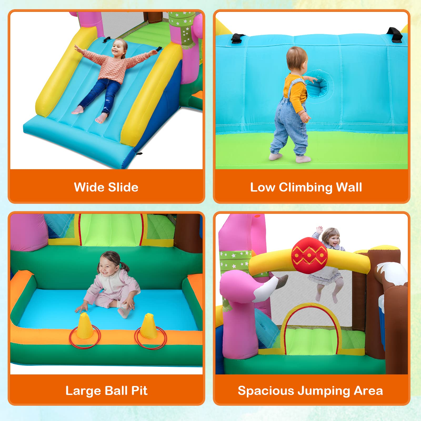 Costzon  Inflatable Bounce House, Flamingo Bouncy House for Kids Indoor Outdoor Party with Jumping Area