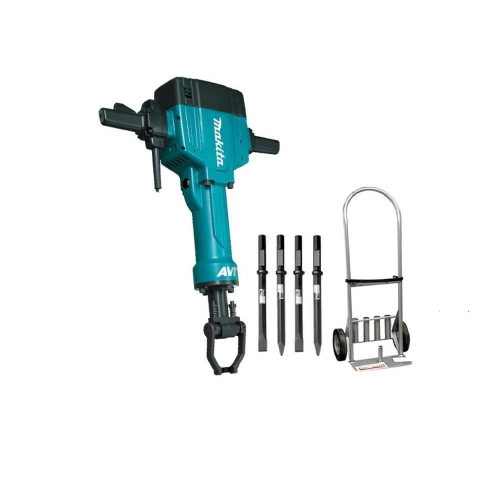 Makita 15 Amp 1-1/8 in. Hex Corded 70 lb. AVT Breaker Hammer with Anti-Vibration Technology, Cart and (4) Bits HM1810X3