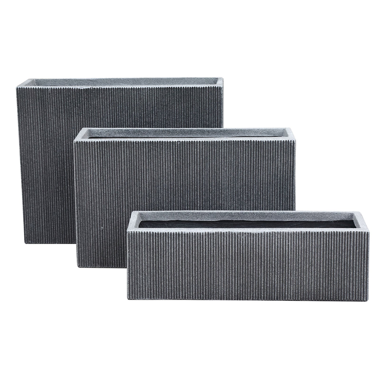 Set Of 3 Outdoor/Indoor Fiberglass Concrete Planter Box Xk-8302D+E+F