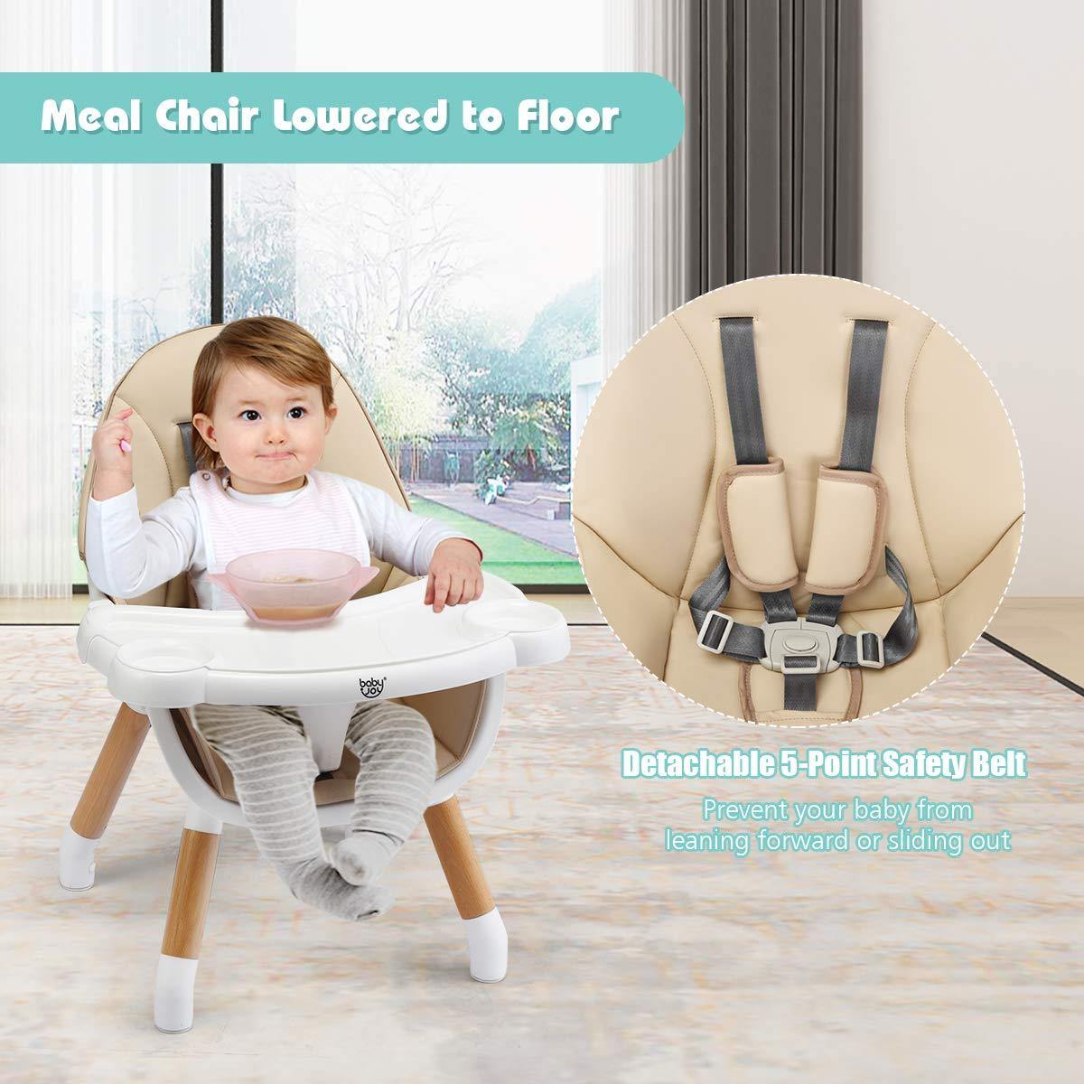 BABY JOY 5 in 1 High Chair, Baby Eat & Grow Convertible High Chair/Booster Seat/Toddler Chair & Table