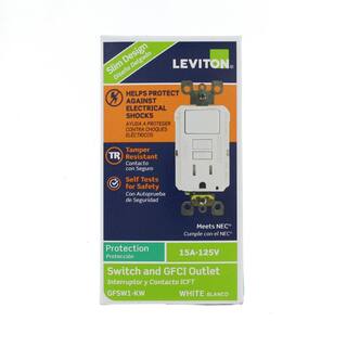 Leviton 15 Amp 125-Volt Combo Self-Test Tamper-Resistant GFCI Outlet and Switch White R92-GFSW1-0KW