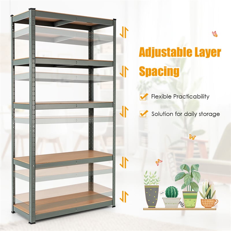 5 Tier Metal Garage Shelving for Storage Heavy Duty Garage Organization Adjustable Tool Utility Rack