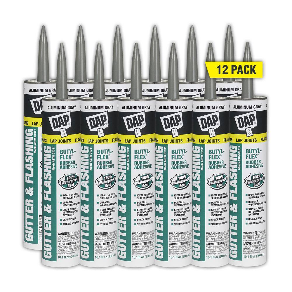 DAP Butyl-Flex 10.1 oz. Aluminum Gray Gutter and Flashing Sealant (12-Pack) 7079818188