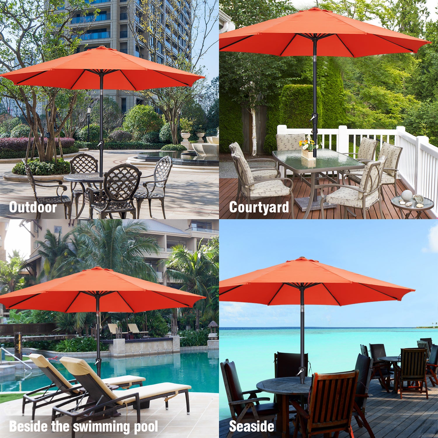 Ainfox 11FT Patio Umbrella Outdoor Portable Sun Umbrella Adjustable Angle  Yard Garden Umbrella Folding Sunshade Umbrella with Hand-cranking and Tilt Waterproof UV-proof