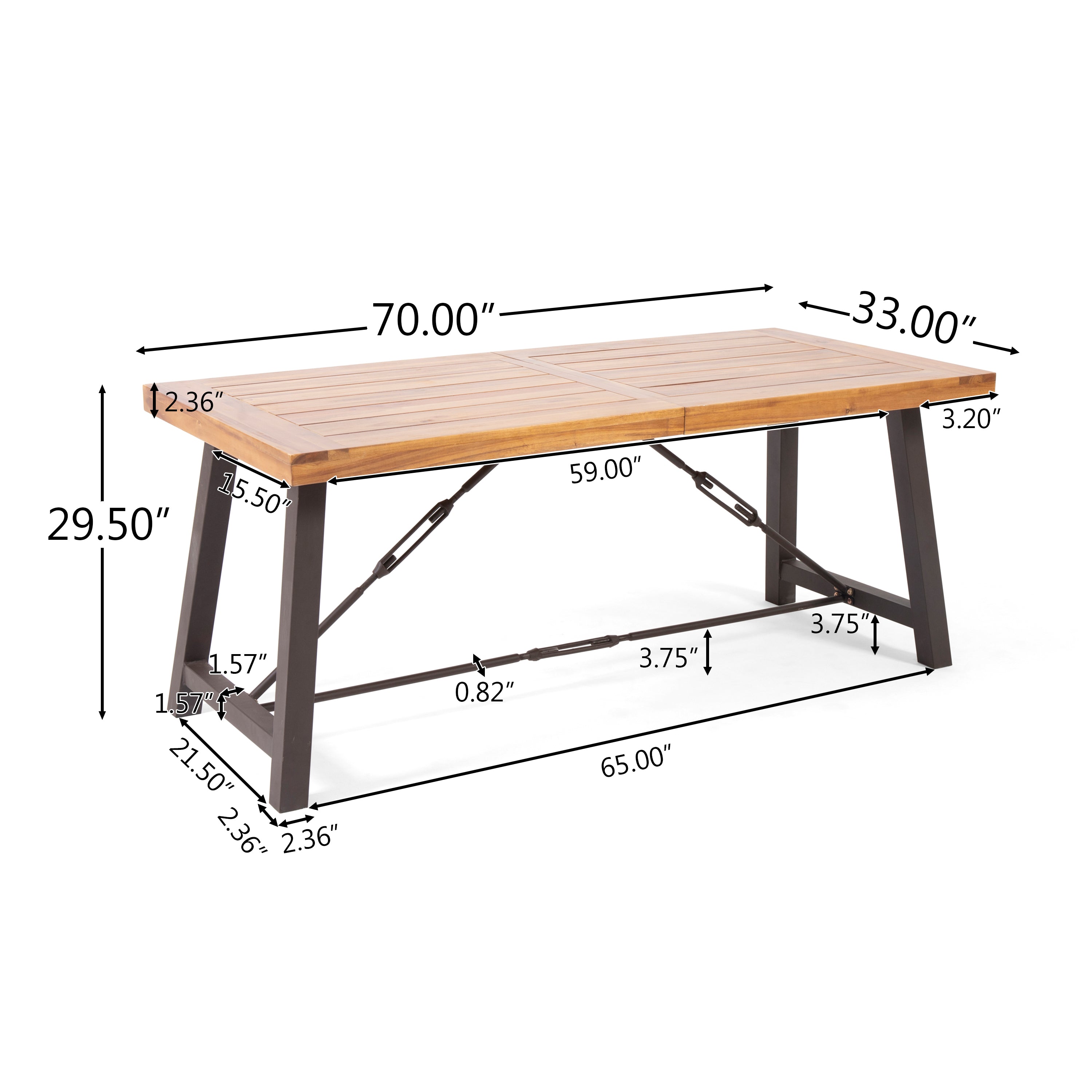 Toretto Outdoor 7 Piece Dining Set with Teak Finished Wood Table and Brown Chairs