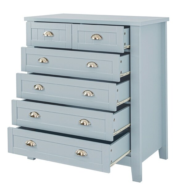 Wooden Storage Cabinet Chest with 6 Drawers - - 37773880