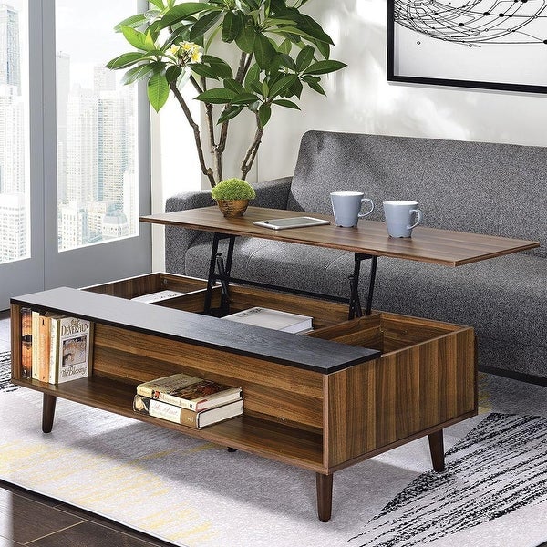 ACME Avala Coffee Table with Lift Top in Walnut and Black