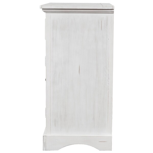 White Retro Storage Cabinet wih Doors Wood Drawer Storage Chest