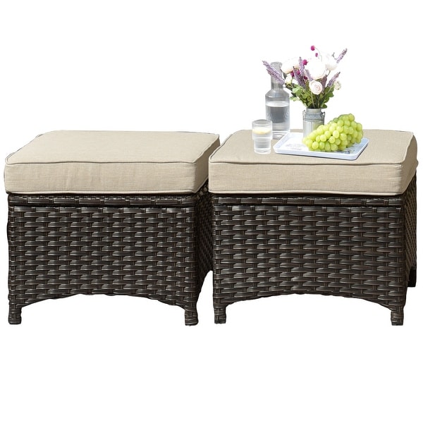 OVIOS Patio 3piece Rattan Wicker Sectional Sofa Set with Ottomans