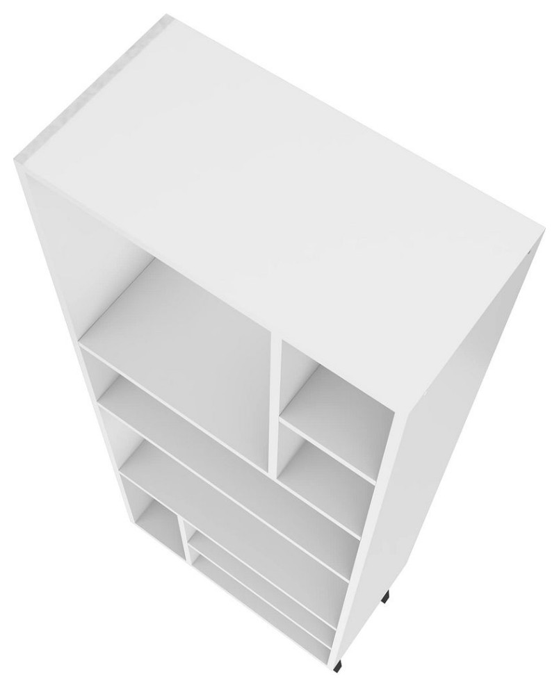 Warren Tall Bookcase 1.0  White With Black Feet   Midcentury   Bookcases   by GwG Outlet  Houzz