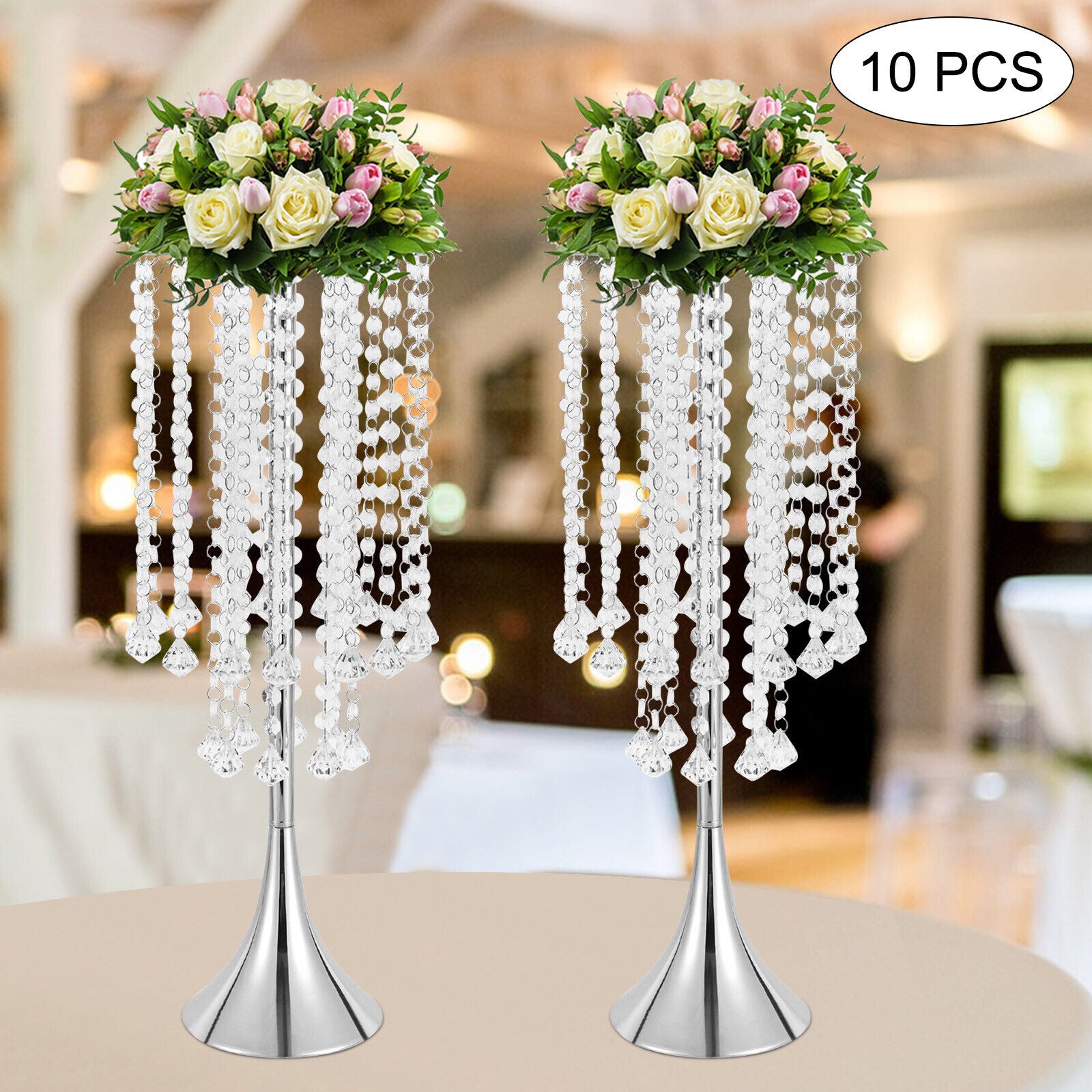 Miumaeov 10Pcs Wedding Centerpieces for Tables 55cm/21.6inch Tall Vases Metal Centerpieces Table Decorations for Wedding Ceremony Party Birthday Anniversary Events