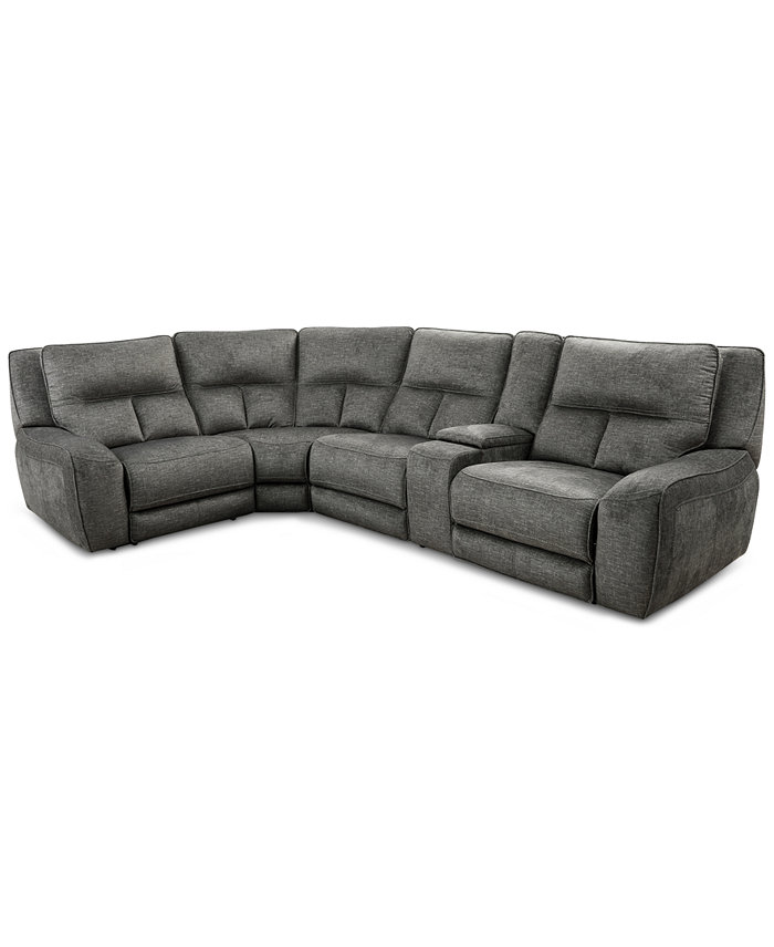 Furniture CLOSEOUT! Terrine 5-Pc. Fabric Sectional with 2 Power Motion Recliners and 1 USB Console