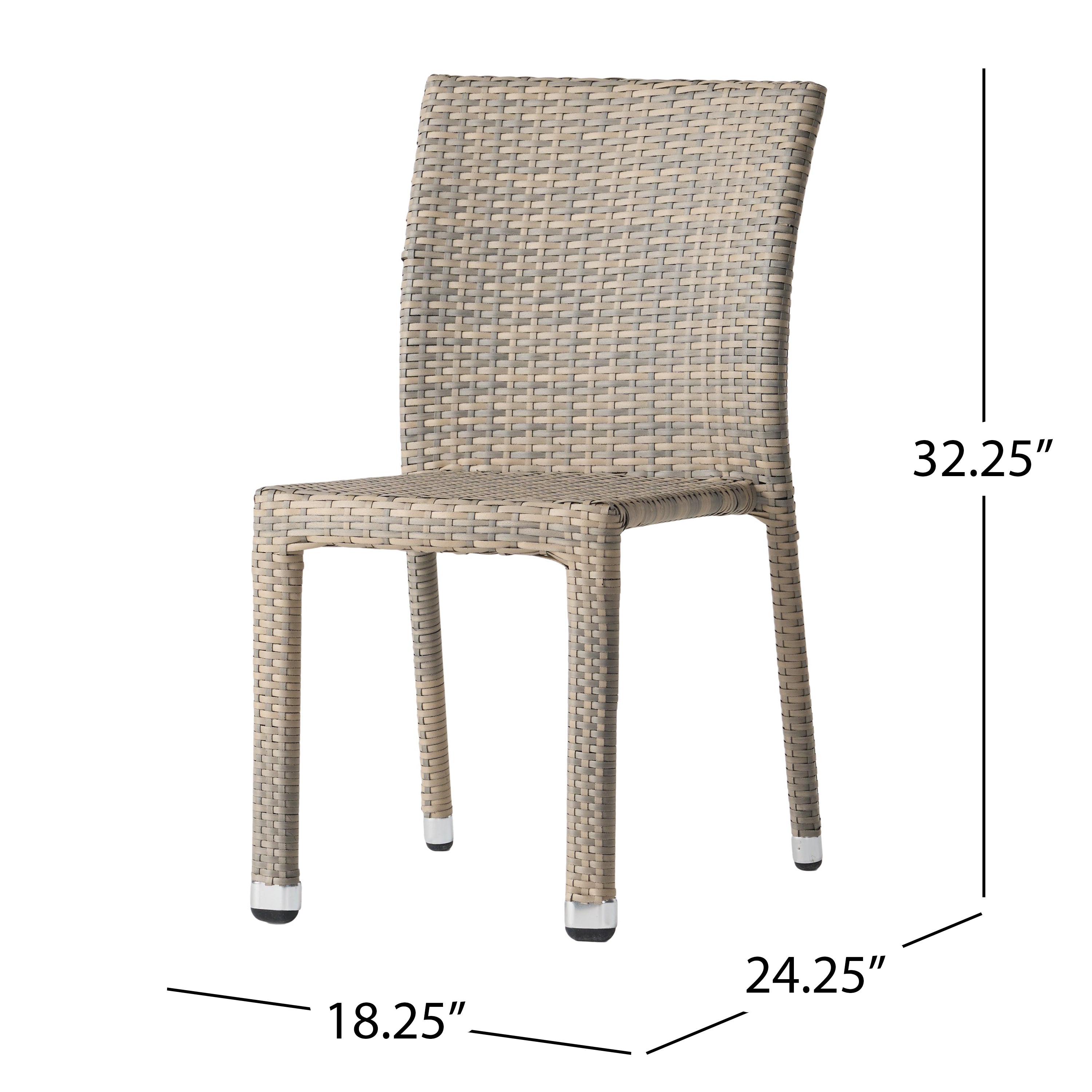 Dorside Outdoor Wicker Armless Stack Chairs With Aluminum Frame