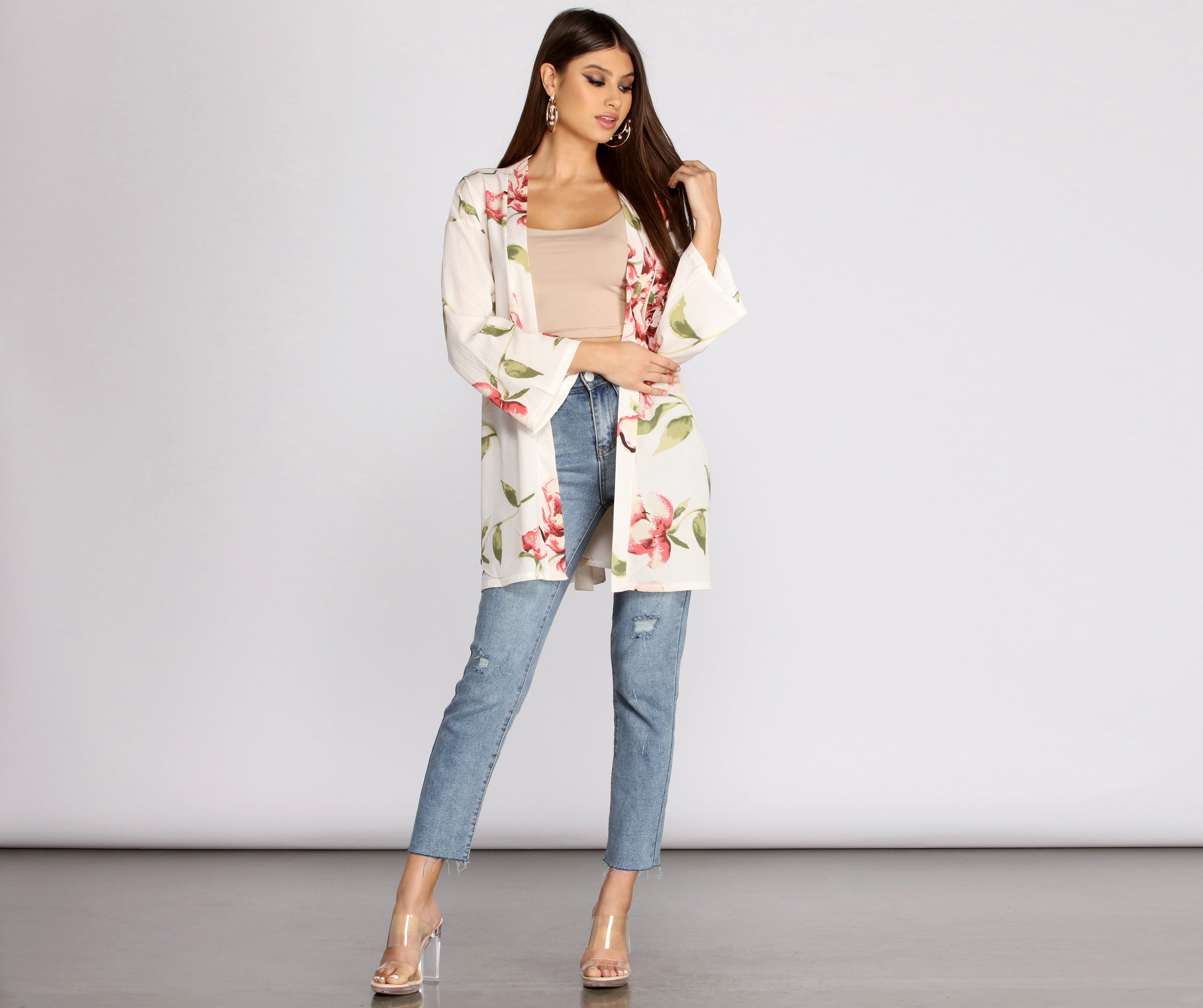 Wildflower Floral Belted Kimono