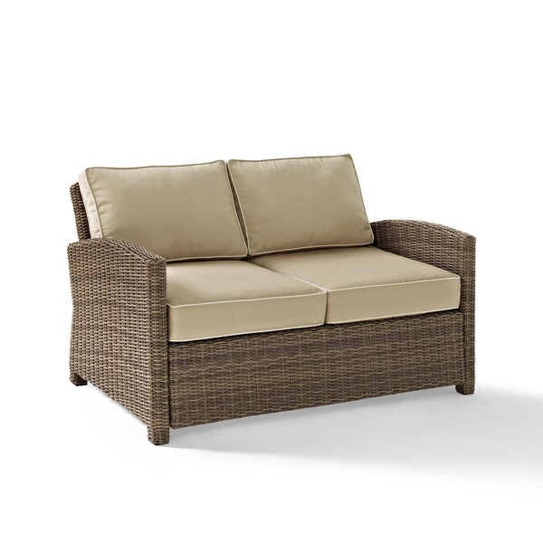 Crosley Bradenton Outdoor Wicker Loveseat with Sand Cushions