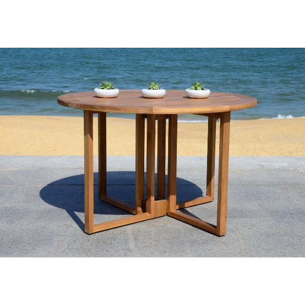 Wales Round Outdoor Dining Table Natural Safavieh